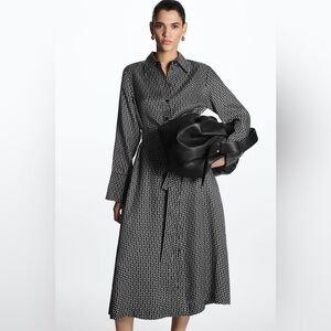 COS Printed Belted Midi Shirt Dress Size US 6